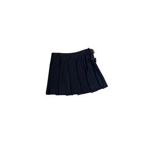 BURBERRY LONDON Black Wool Pleated Mini Skirt With Buckle Detail Size 10